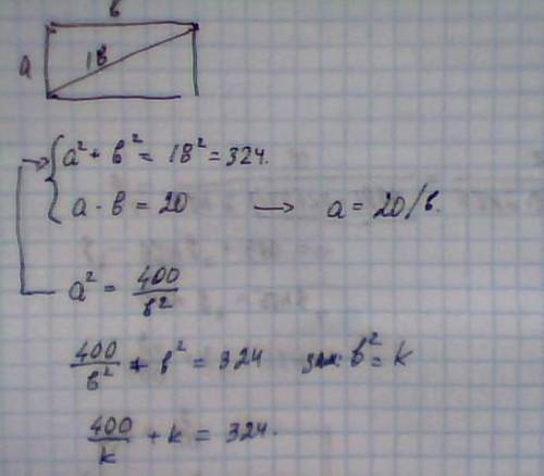 Знайдіть сторони прямокутника площею 20 см”, периметр якого дорівнює 18 см.