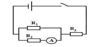 Следующая схема показывает Ri = 4 Ом, R2 = 4 Ом и R = 1 Ом. Если амперметр показывает ток 1 А Опреде