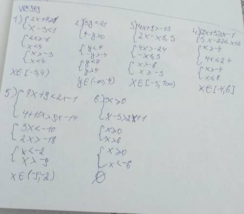 969. Решите системы неравенств (969, 970): 1) (2x + 7 >1, 3) (4x +9> -15, |x – 3 < 1; 12 -