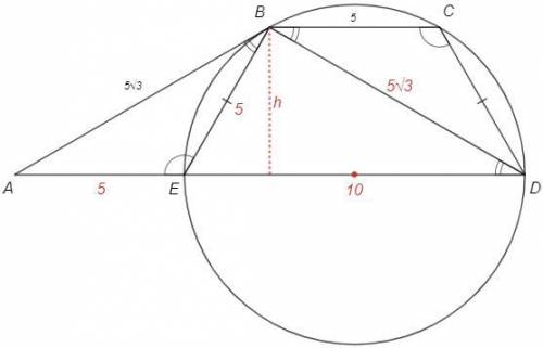 Дана трапеция ABCD с основаниями BC и AD. окружность проходит через точки B, C, D и касается прямой