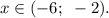 x\in(-6;~-2).