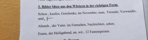 Bildet Sätze aus den Wörtern in der richtigen Form. Schon, kaufen, Geschenke, im November, man, Freu