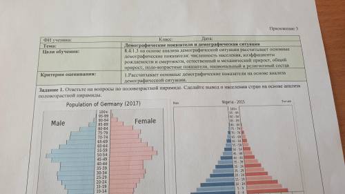 Задание 1. ответьте на вопросы по половозрастной пирамиде . Сделайте вывод о населении стран на осно