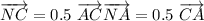 \overrightarrow {NC} = 0.5 ~ \overrightarrow {AC}\overrightarrow {NA} = 0.5 ~ \overrightarrow {CA}