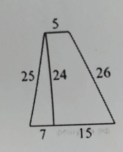 5 25 26 7 15 найдите площадь трапеции изображеная на рисунке