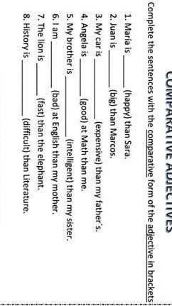 Complete the sentences with the comparative form of the ədjective in brackets