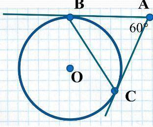 Дотичні до кола утворюють кут 60°. Доведіть, що: 1) відрізок, який сполучає точки дотику, дорівнює д