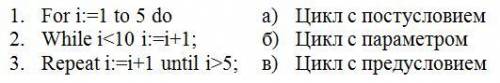 * 1 – б, 2 – а, 3 – в* 1 – б, 2 – в, 3 – а* 1 – а, 2 – б, 3 – в