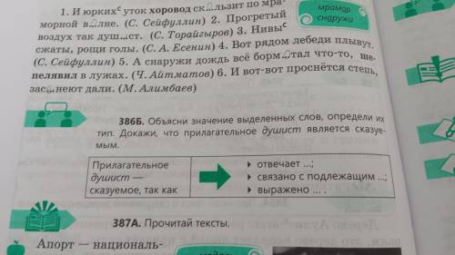 386Б. Объясни значение выделенных слов, определи их тип. a*v, что прилагательное душист является ска