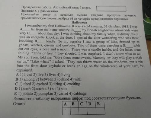 текст и вставьте very C С Проверочная работа. Английский язык 6 класс. Задание 5. Грамматика Прочита