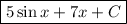 \boxed{5 \sin x + 7x + C}