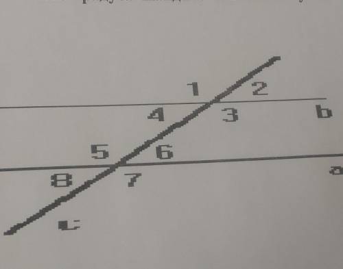 1)При пересечении двух прямых секущей получилось 8 углов. Угол 7 равен 123 градуса. Найдите остальны
