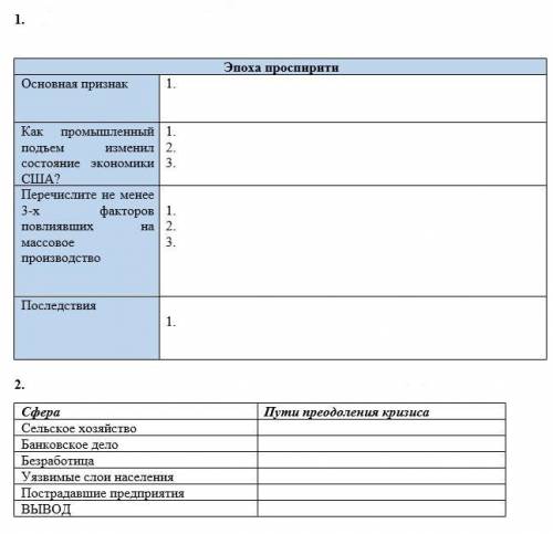 1.Заполните таблицу, охарактеризуйте историческое явление Эпохи Проспирити 2.Заполните таблицу, опре