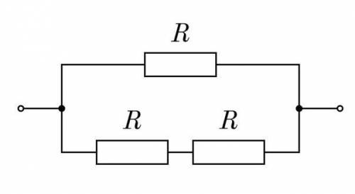 Чему равно общее сопротивление участка цепи, изображённого на схеме, если ﻿R=1 ом