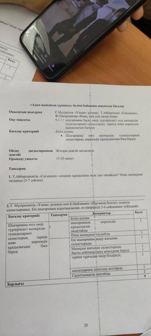 Адебиет  1-тапсырма только