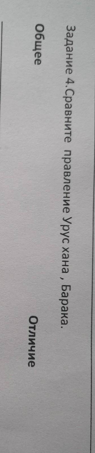 Задание 4.Сравните правление Урус хана , Барака. Общее Отличие. По быстрей плз