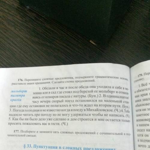 176. Перепишите сложные предложения, подчеркните грамматические основа, расставьте знаки препинания 