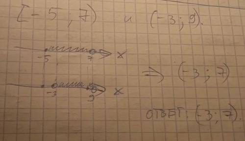 [-5;7) и (-3; 9) пересечение и объеденение , нарисуйте координатную и что я сказал