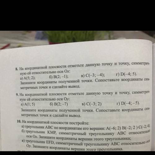 На координатной плоскости отметьте данную точку и точку, симметрич- ную ей отностительно оси Ох: а) 