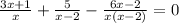 \frac{3x + 1}{x} + \frac{5}{x - 2} - \frac{6x - 2}{x(x - 2)} = 0