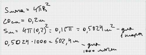 На швейной фабрике изготовляют кожаные мячи радиусом 20 см. Сколько квадратных метров кожи необходим