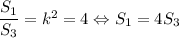 \dfrac{S_1}{S_3}=k^2=4\Leftrightarrow S_1=4S_3