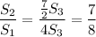 \dfrac{S_2}{S_1}=\dfrac{\frac{7}{2}S_3}{4S_3}=\dfrac{7}{8}