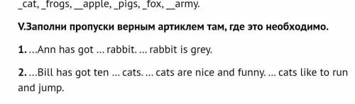 Заполни пропуски верным артиклем там, где это необходимо. 1. ...Ann has got ... rabbit. ... rabbit i