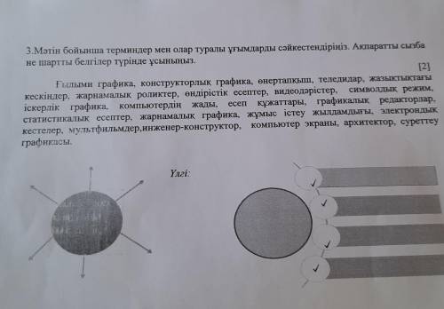 3.Мәтін бойынша терминдер мен олар туралы ұғымдарды сәйкестендіріңіз. Ақпаратты сызба не шартты белг