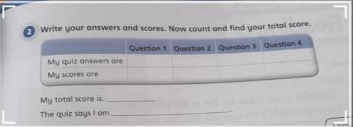 2 Write your answers and scores. Now count and find your total score. Question 1 Question 2 Question