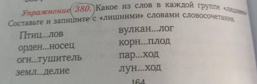 Какое из слов в каждой группе лишнее составьте и запишите с лишними словами словосочетания