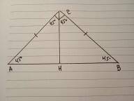 3. В прямоугольном, равнобедренном треугольнике ABC C=90° наидите угал которыи оброзует высота CH с