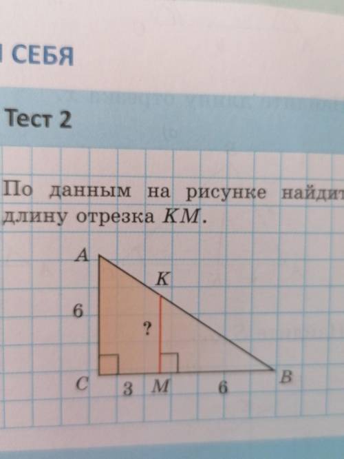 По данным на рисунке найдите длину отрезка КМ.