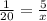 \frac{1}{20} =\frac{5}{x}