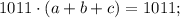 1011 \cdot (a+b+c)=1011;