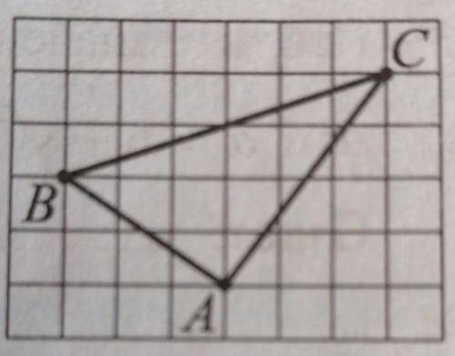 . На клетчатой бумаге с размером клетки 1 см х 1 см отмечен треугольник ABC с вершинами вузлах сетки