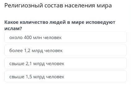 Религиозный состав населения мира Какое количество людей в мире исповедуют ислам? около 400 млн чело