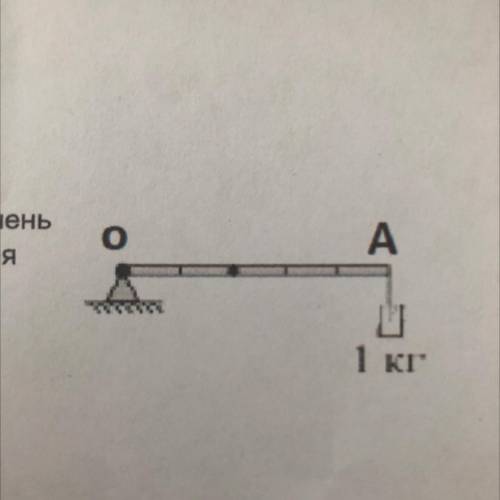 2.Определите, чему равен момент силы, действующей на очень лёгкий рычаг, если ОА=50 см. Ускорение св
