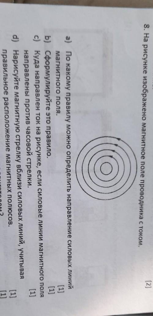 На рисунке изображено магнитное поле проводника с током