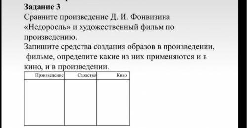 Сравните произведение Д.И.Фонвизина Недоросль и Художественный фильм по произведению запишите средст