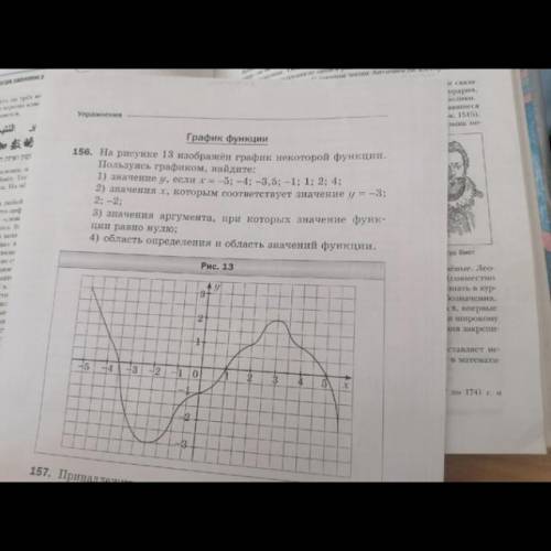 На рисунке 13 изображен график некоторой функции. Пользуясь графиком, найдите: 1) аначение у, если х
