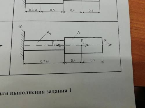 Двухступенчатый стальной брус в соответствии с рисунком 10 нагружен силами F1 F2 F3, построить эпюры