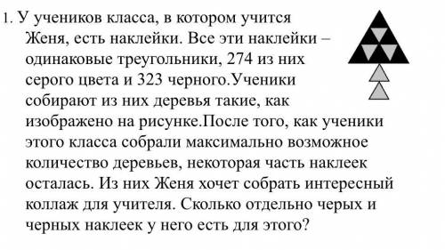 У учеников класса, в котором учится Женя, есть наклейки. Все эти наклейки – одинаковые треугольники,