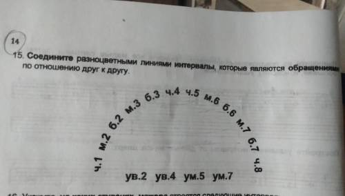 15. Соедините разноцветными линиями интервалы, которые являются обращениями по отношению друг к друг