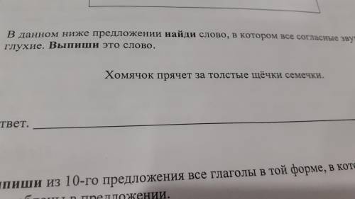 В данном ниже предложении найди слово,в котором все согласные звуки глухие.Выпиши это слово. Хомячок