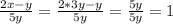 \frac{2x-y}{5y} =\frac{2*3y-y}{5y} =\frac{5y}{5y} =1