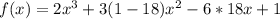 f(x)=2x^{3} +3(1-18)x^{2} -6*18x+1