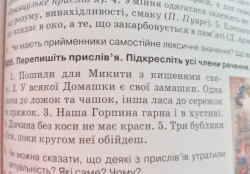 Перепишіть прислівя.Підкресліть усі члени речення.пошили для Микити з кишенями свити