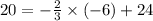 20 = - \frac{2}{3} \times ( - 6) + 24