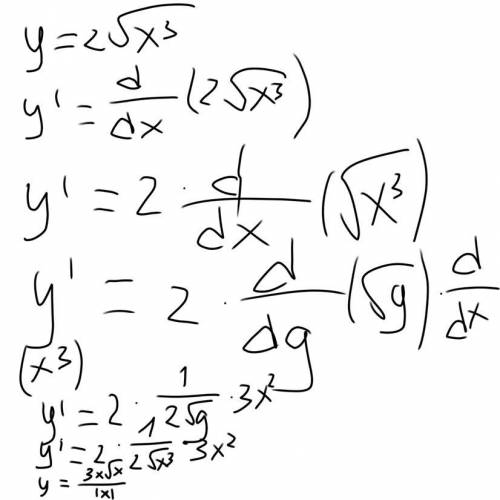 Найдите производные в этой функции y=2√x^3